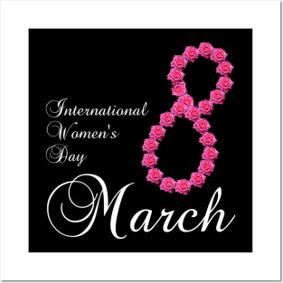 International Womens Day Pink Rose Flower 8 March 2023 Posters and Art